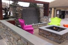Wall & Firepit Coping with Ripple-Cut Waterfall