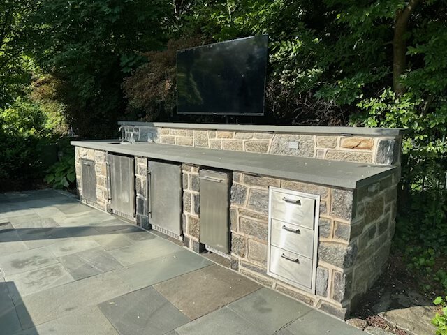 Bluestone Countertop on Outdoor Kitchen
